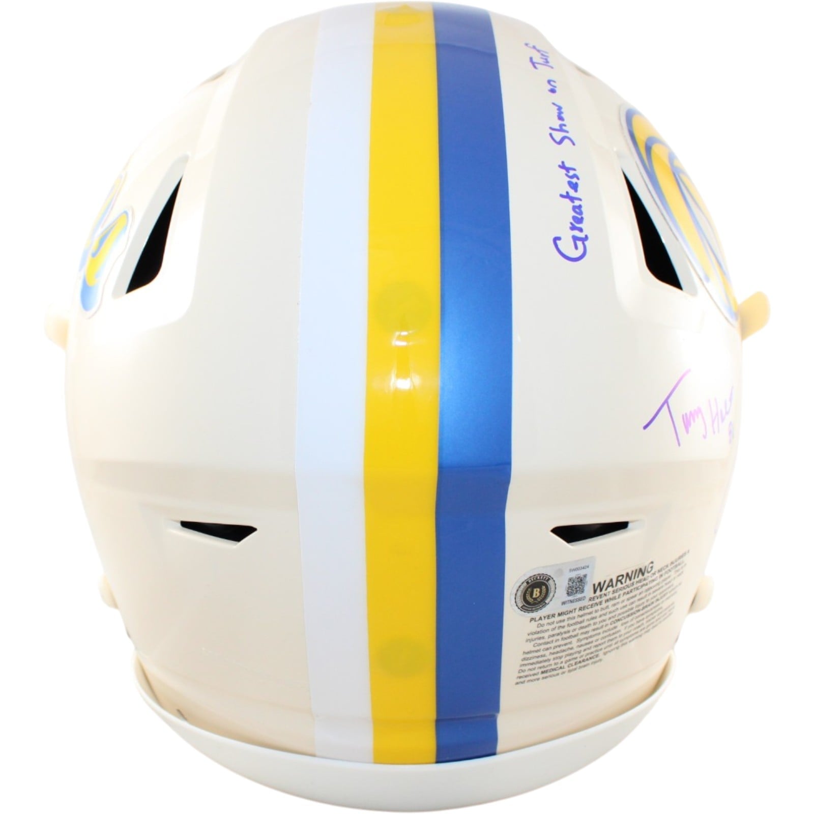 Warner Holt Faulk Bruce Signed Los Angeles Rams SpeedFlex Retro Helmet BAS 58497 7 Warner Holt Faulk Bruce Signed Los Angeles Rams SpeedFlex Retro Helmet BAS 58497