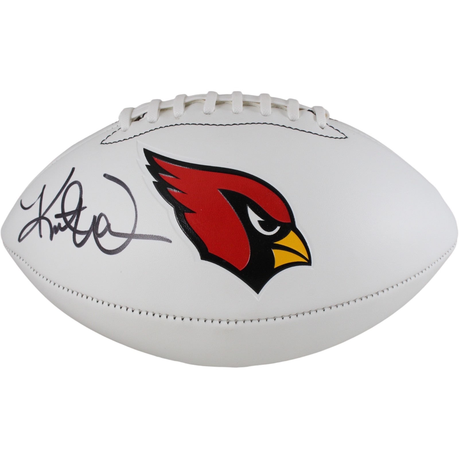 Kurt Warner Autographed Arizona Cardinals Logo Football Beckett Witness 50092