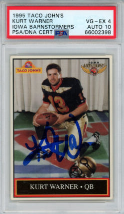 Kurt Warner Signed 1995 Taco John's #13 Trading Card PSA 4 Auto 10 Slab