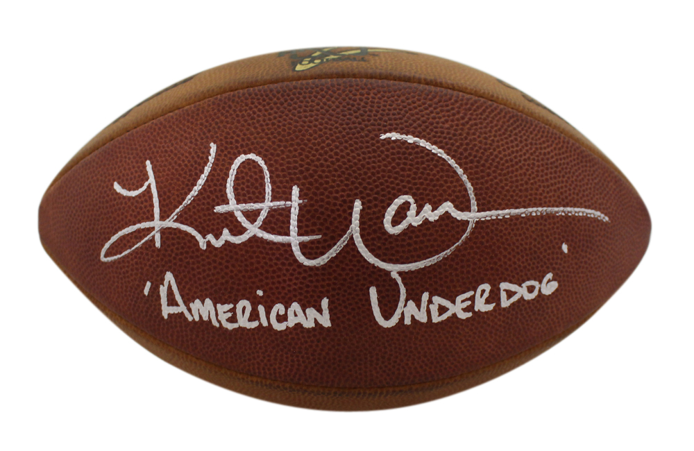 Kurt Warner Autographed Iowa Barnstormers Football w/insc BAS