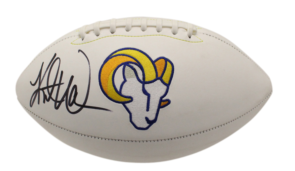 Kurt Warner Autographed/Signed St Louis Rams Logo Football Beckett