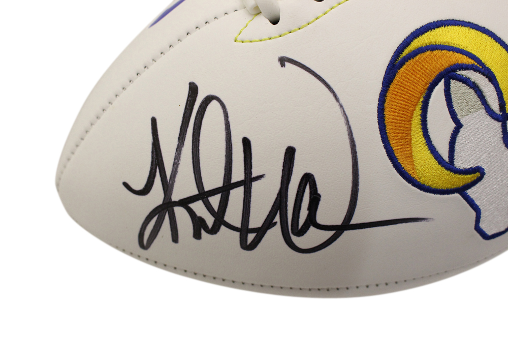 Kurt Warner Autographed/Signed Los Angeles Rams Logo Football Beckett
