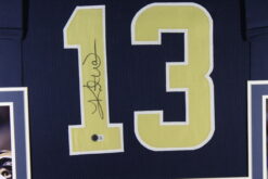 Kurt Warner Autographed/Signed Pro Style Blue XL Framed Jersey Beckett 51243