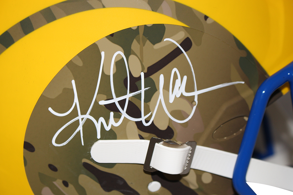 Kurt Warner Autographed St Louis Rams Authentic Camo Speed Helmet BAS