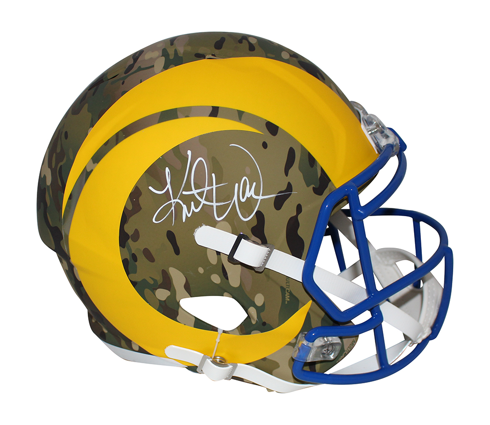 Kurt Warner Autographed/Signed St Louis Rams F/S Camo Speed Helmet BAS