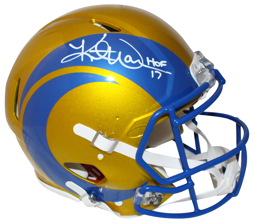 Kurt Warner Signed Los Angeles Rams Authentic Flash Helmet HOF Beckett