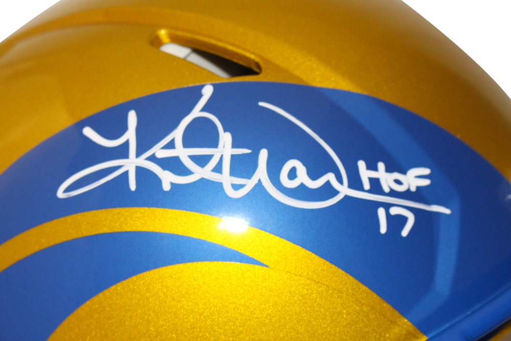 Kurt Warner Signed Los Angeles Rams Authentic Flash Helmet HOF Beckett
