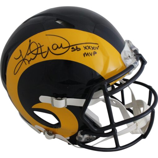 Kurt Warner Autographed St. Louis Rams Authentic TB Helmet Beckett Witness 50087
