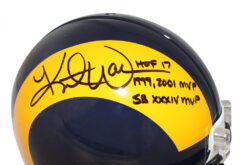 Kurt Warner Signed Los Angeles Rams Authentic Helmet TB 3 insc. BAS
