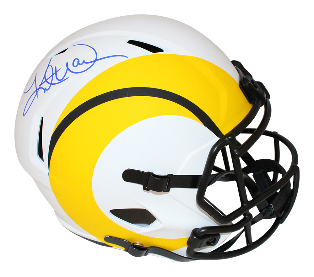 Kurt Warner Signed Los Angeles Rams Spd F/S Lunar Helmet BAS