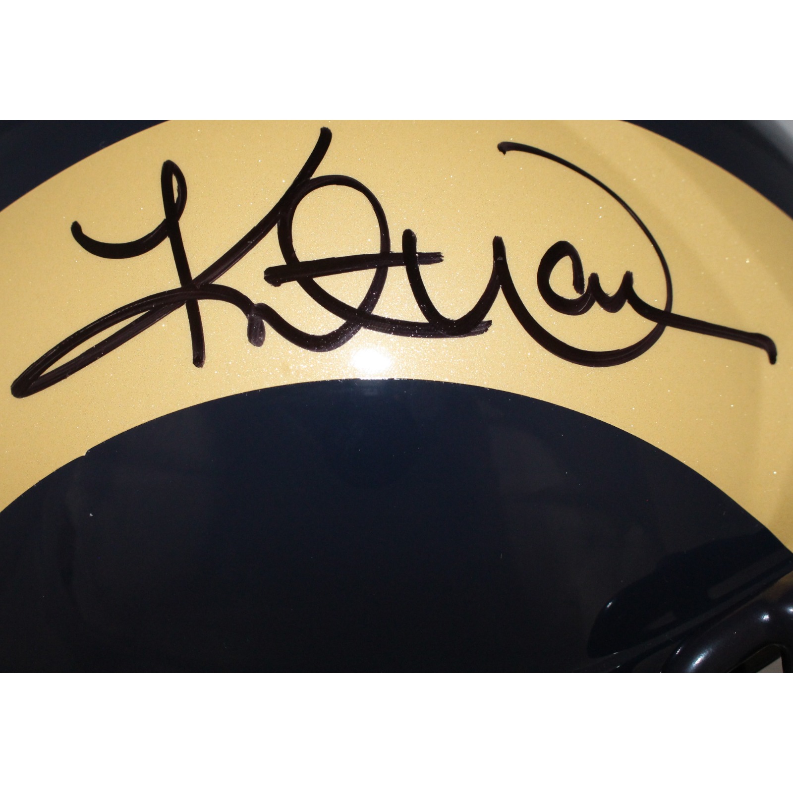 Kurt Warner Autographed Los Angeles Rams TB F/S Helmet Beckett
