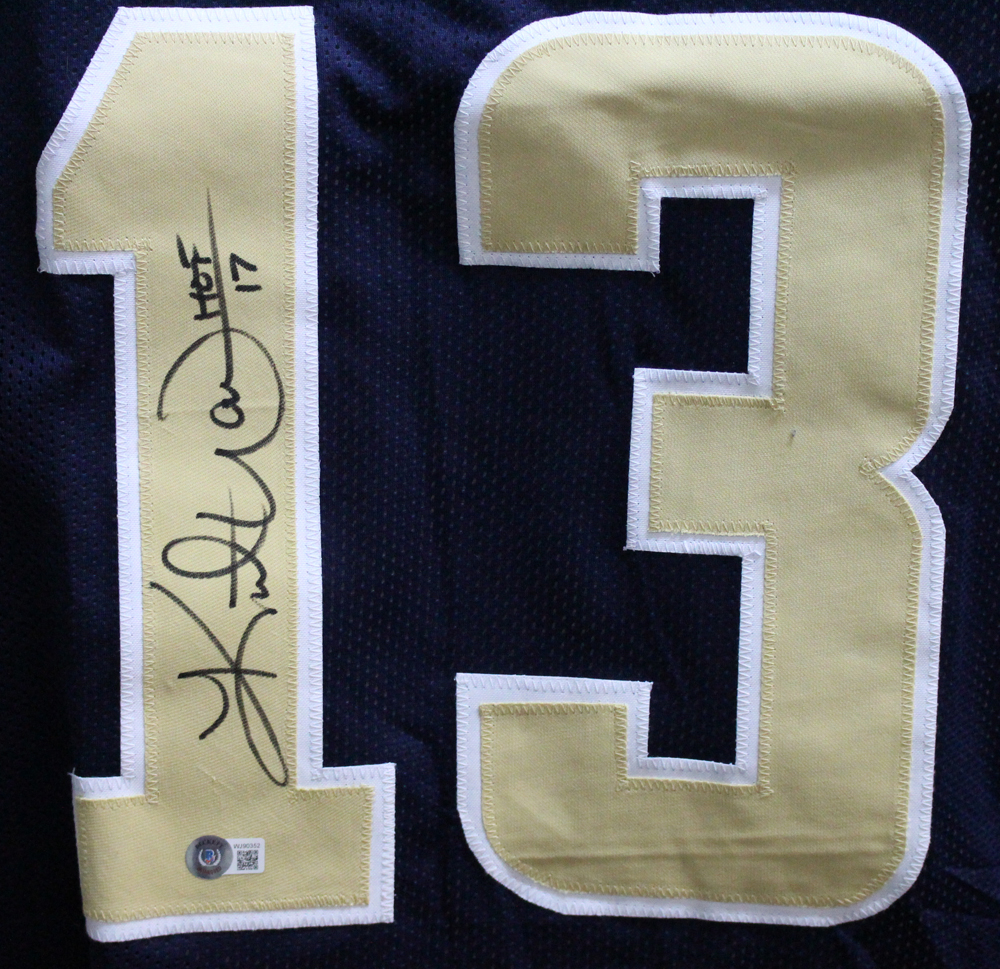 Kurt Warner Autographed/Signed Pro Style TB Blue XL Jersey HOF Beckett BAS