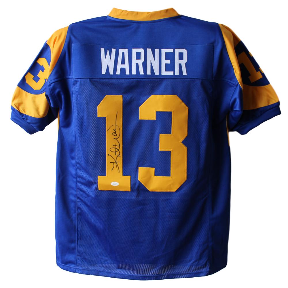 Kurt Warner Autographed/Signed St Louis Rams Blue XL Jersey JSA 24523