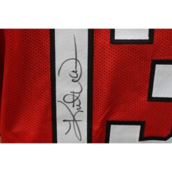 Kurt Warner Autographed/Signed Pro Style XL Red Jersey Beckett Witness 50085