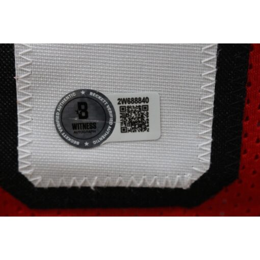 Kurt Warner Autographed/Signed Pro Style XL Red Jersey Beckett Witness 50085
