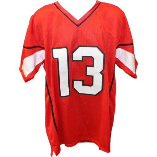 Kurt Warner Autographed/Signed Pro Style XL Red Jersey Beckett Witness 50085