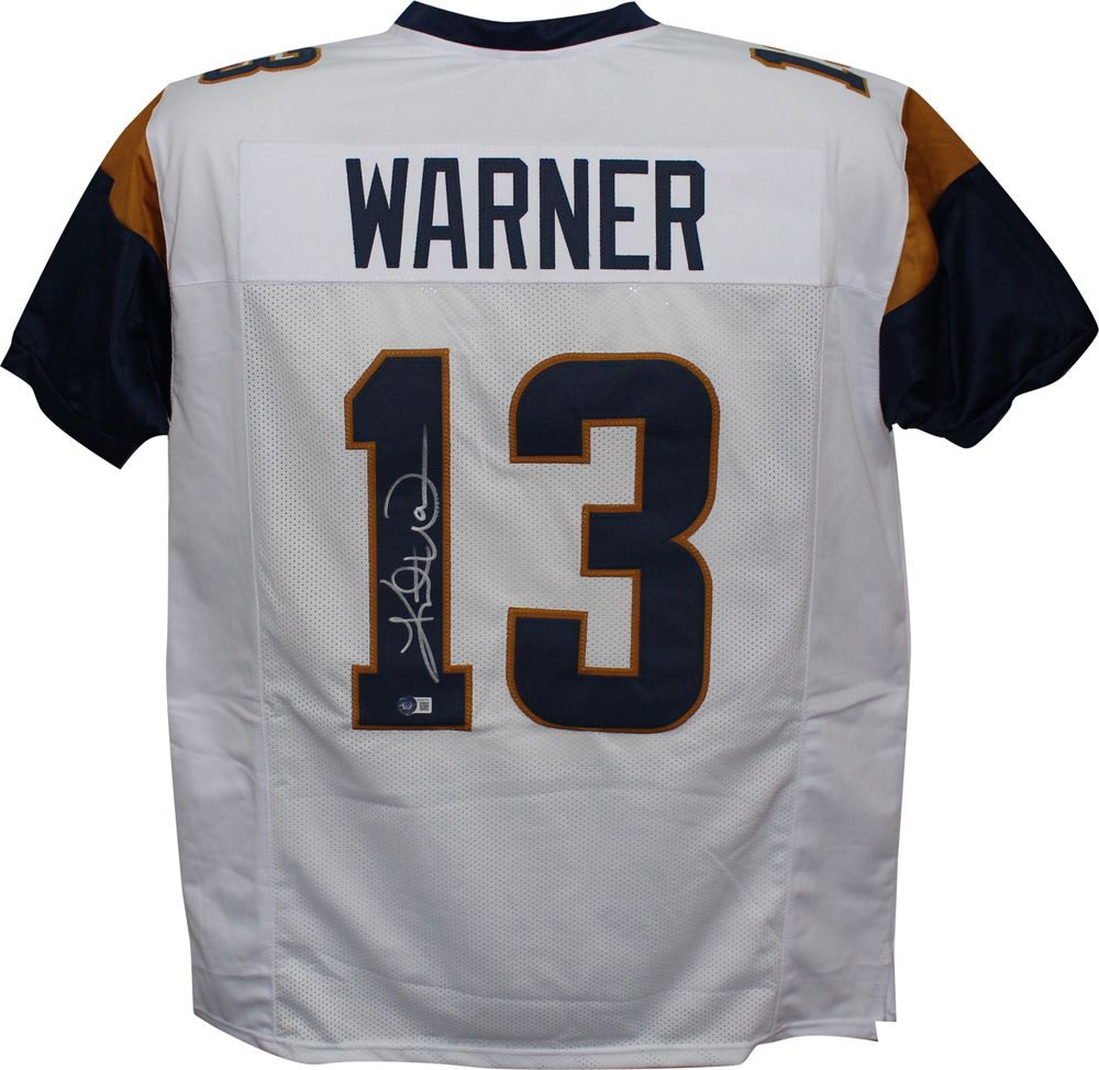 Kurt Warner Autographed/Signed Pro Style White XL Jersey SB Beckett