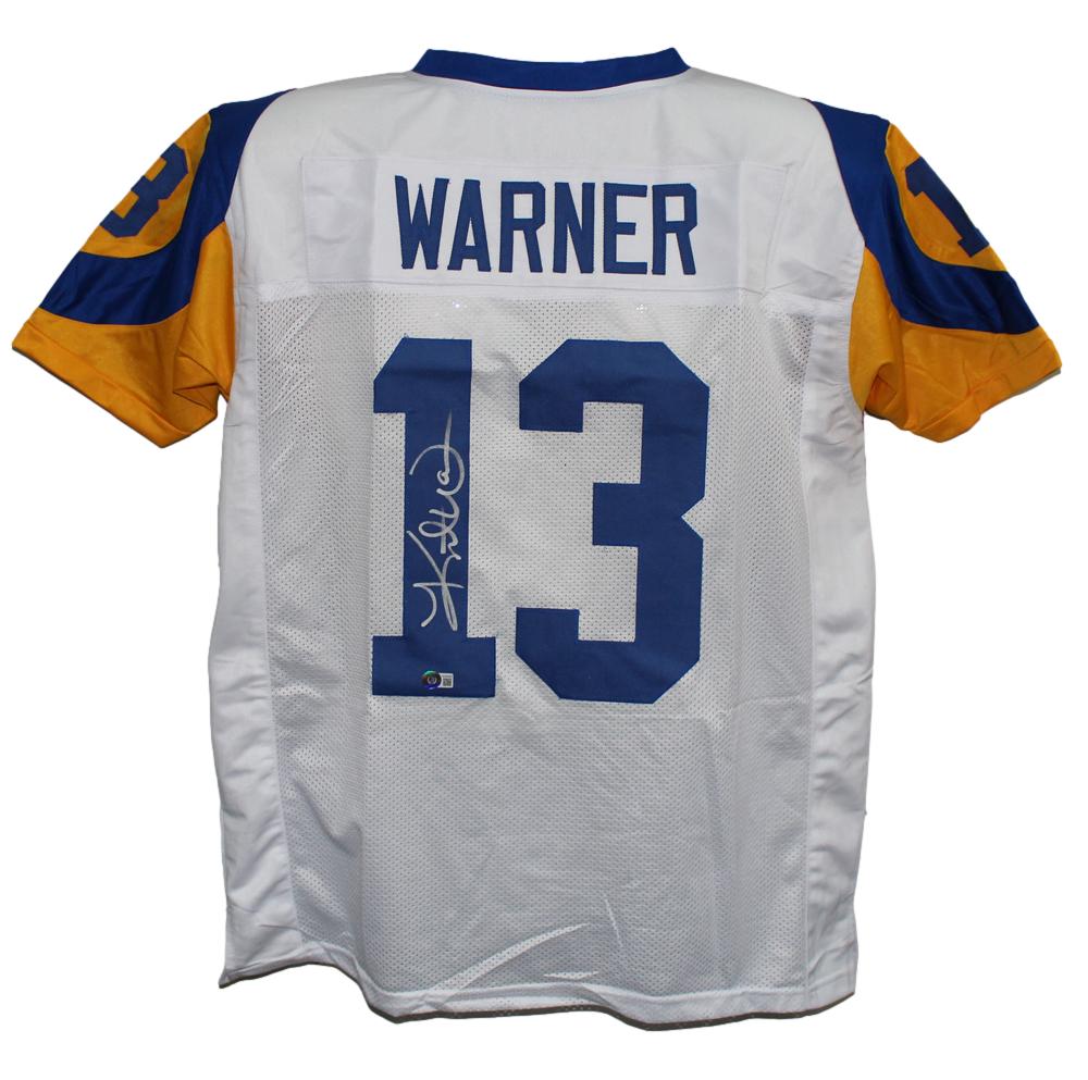 Kurt Warner Autographed/Signed Pro Style TB White XL Jersey Beckett BAS