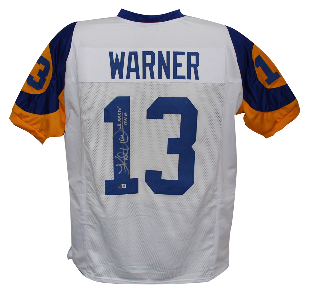 Kurt Warner Autographed/Signed Pro Style White XL Jersey SB MVP Beckett