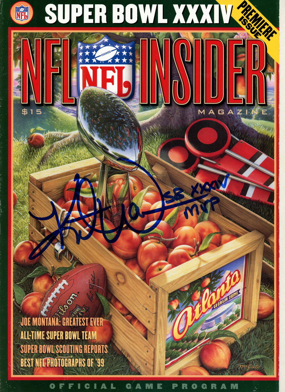 Kurt Warner Autographed NFL Insider Magazine March 2000 Beckett