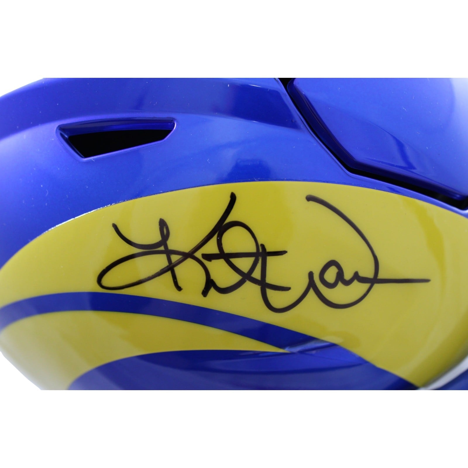 Kurt Warner Autographed Los Angeles Rams Mid-Size Midi Helmet Beckett WIT 58521 2 Kurt Warner Autographed Los Angeles Rams Mid-Size Midi Helmet Beckett WIT 58521