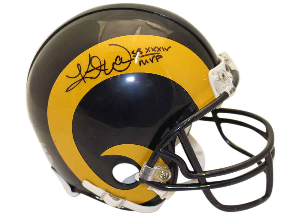 Kurt Warner Signed St Louis Rams 81-99 VSR4 Mini Helmet SB MVP Beckett