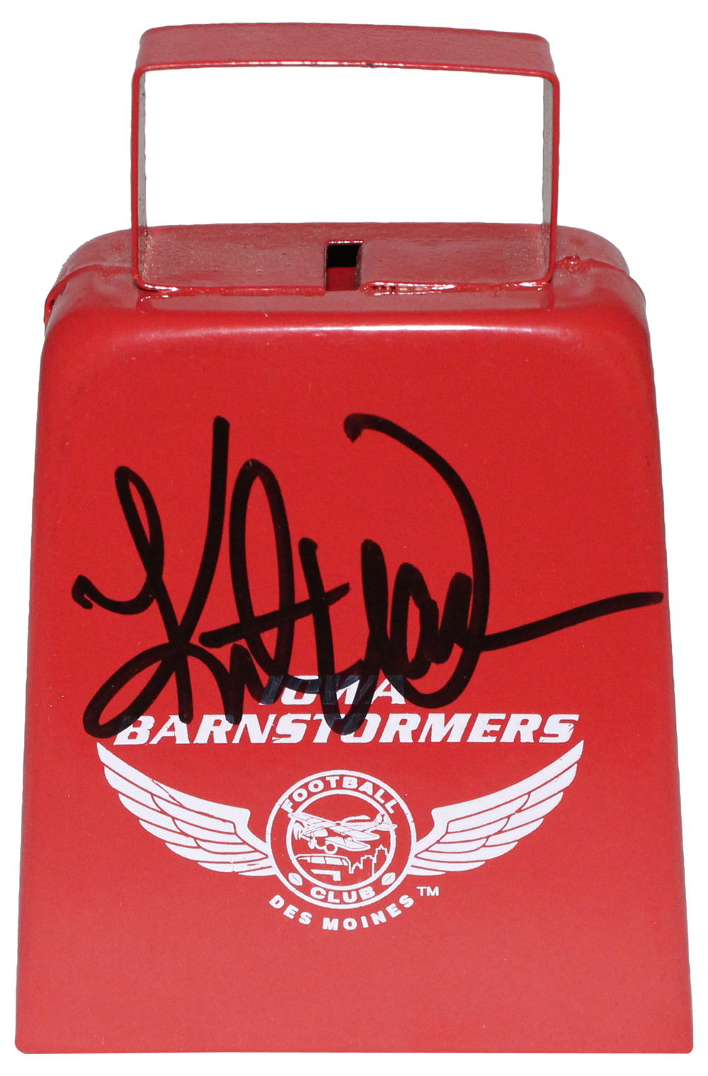 Kurt Warner Autographed/Signed Iowa Barnstormers Mini Cowbell Beckett