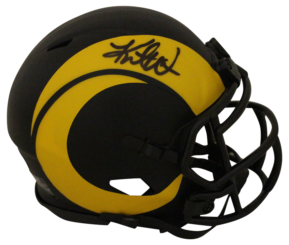 Kurt Warner Autographed/Signed St Louis Rams Eclipse Mini Helmet BAS 31131