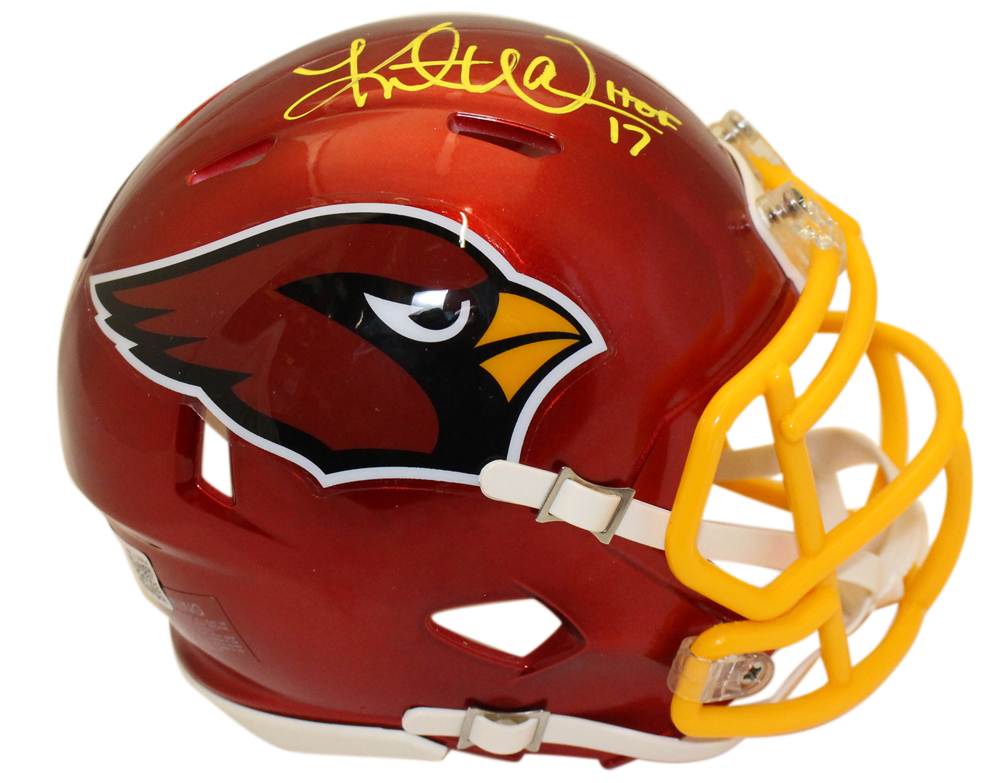 Kurt Warner Autographed Arizona Cardinals Flash Mini Helmet HOF Beckett