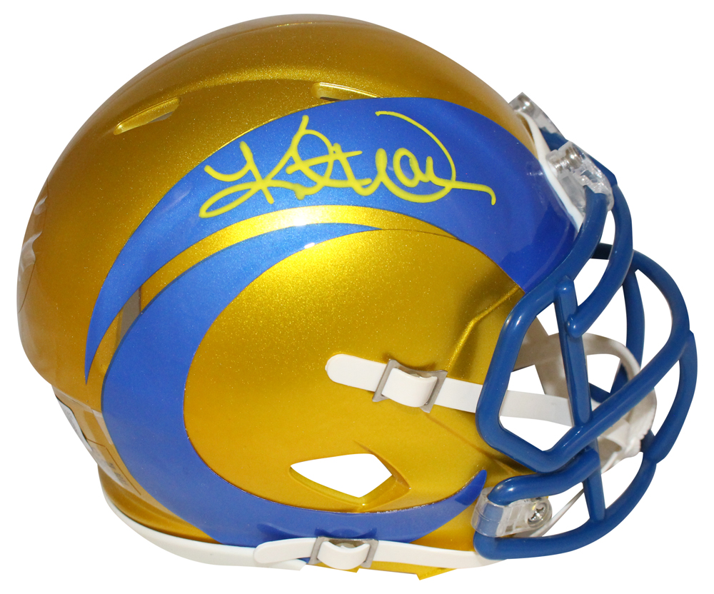 Kurt Warner Autographed Los Angeles Rams Flash Mini Helmet Beckett 