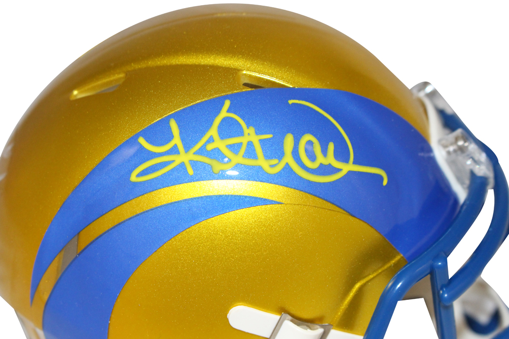 Kurt Warner Autographed Los Angeles Rams Flash Mini Helmet Beckett