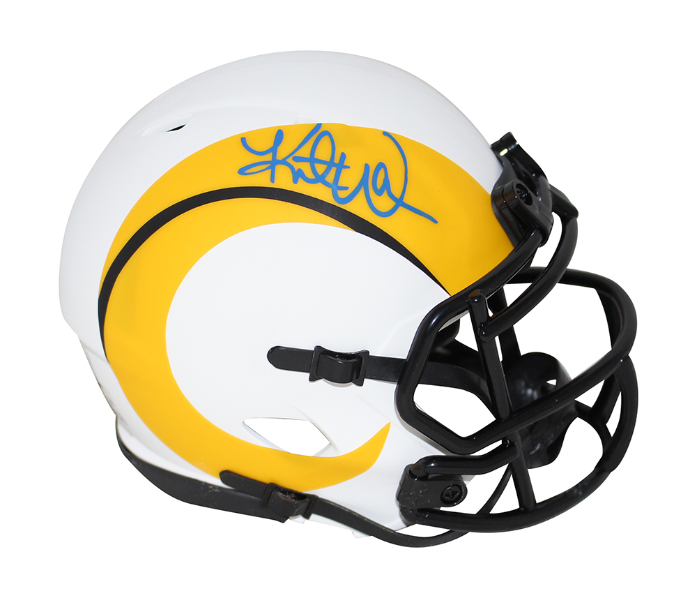 Kurt Warner Autographed/Signed St Louis Rams Lunar Mini Helmet BAS