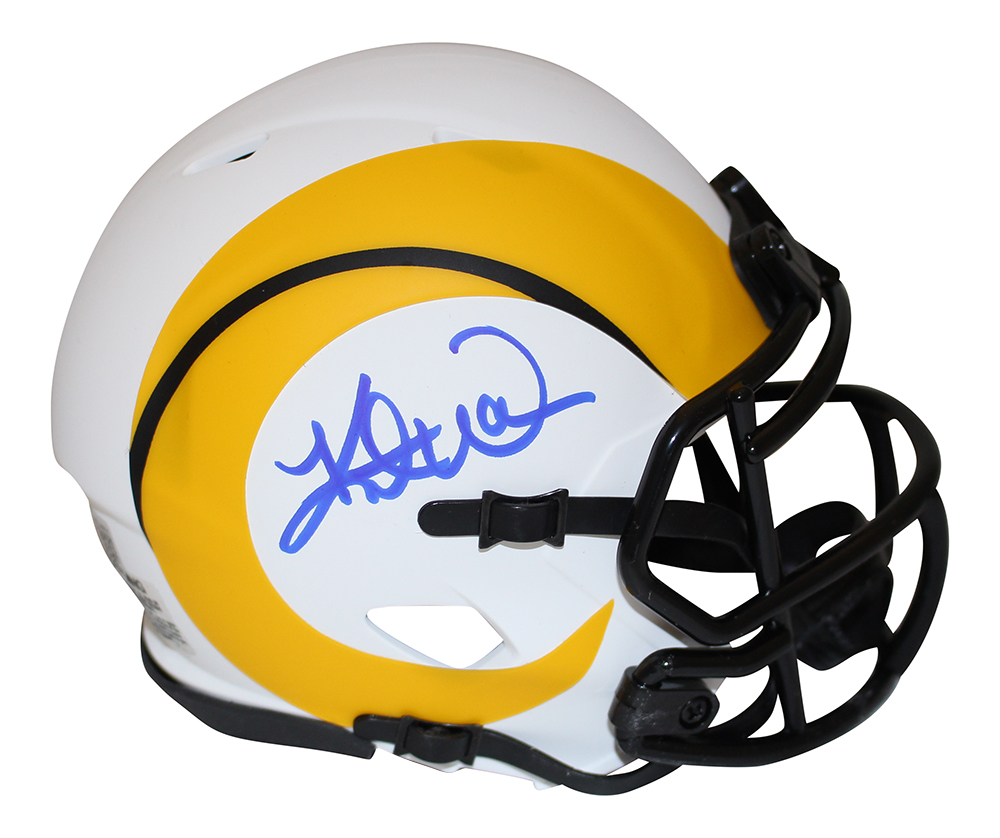 Kurt Warner Autographed/Signed St Louis Rams Lunar Mini Helmet Beckett