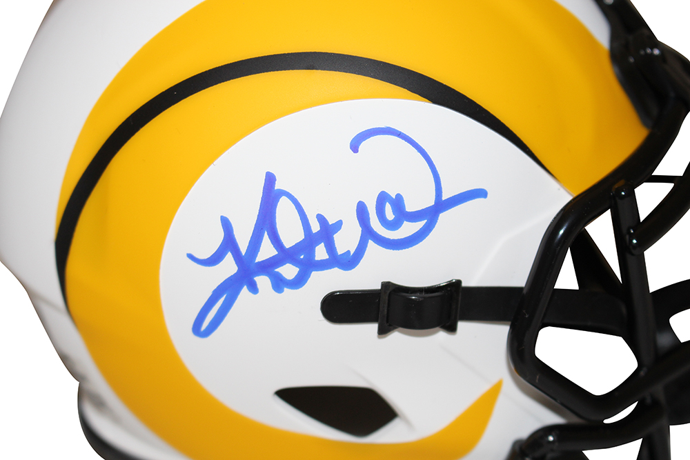 Kurt Warner Autographed/Signed St Louis Rams Lunar Mini Helmet Beckett