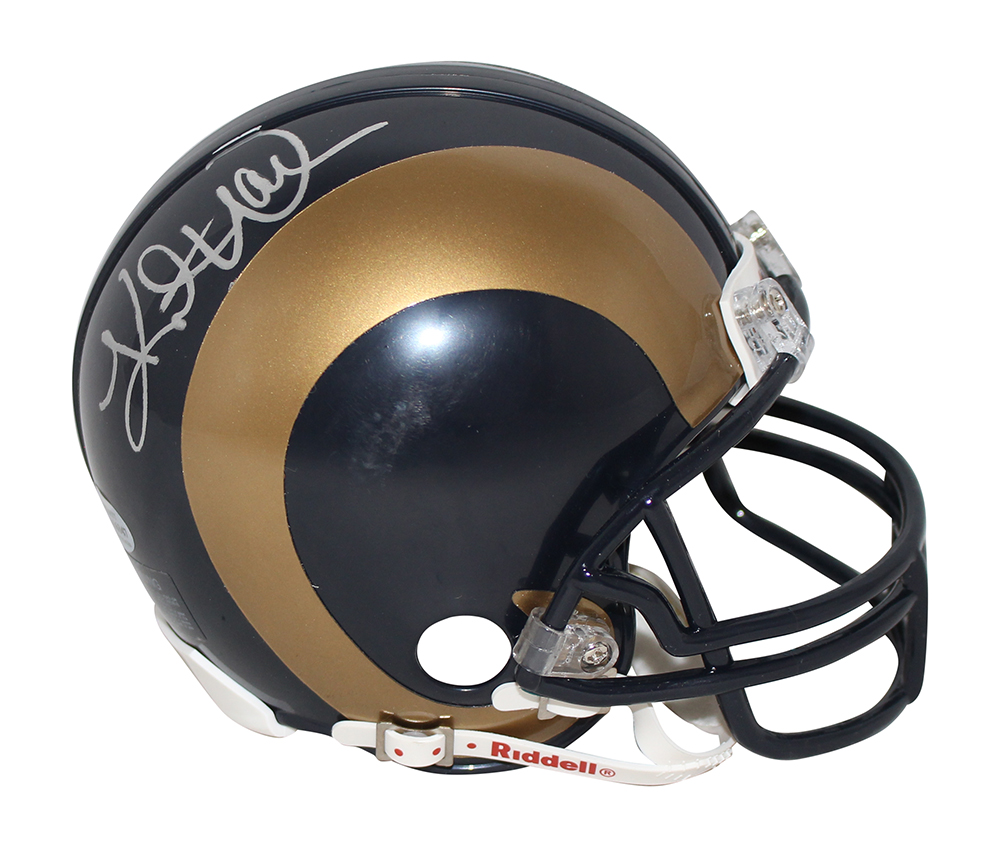 Kurt Warner Autographed/Signed St Louis Rams Mini Helmet BAS 31581