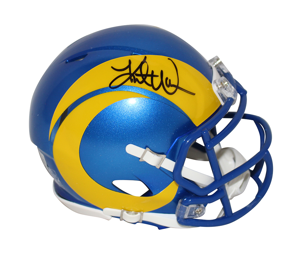 Kurt Warner Autographed/Signed Los Angeles Rams Speed Mini Helmet BAS