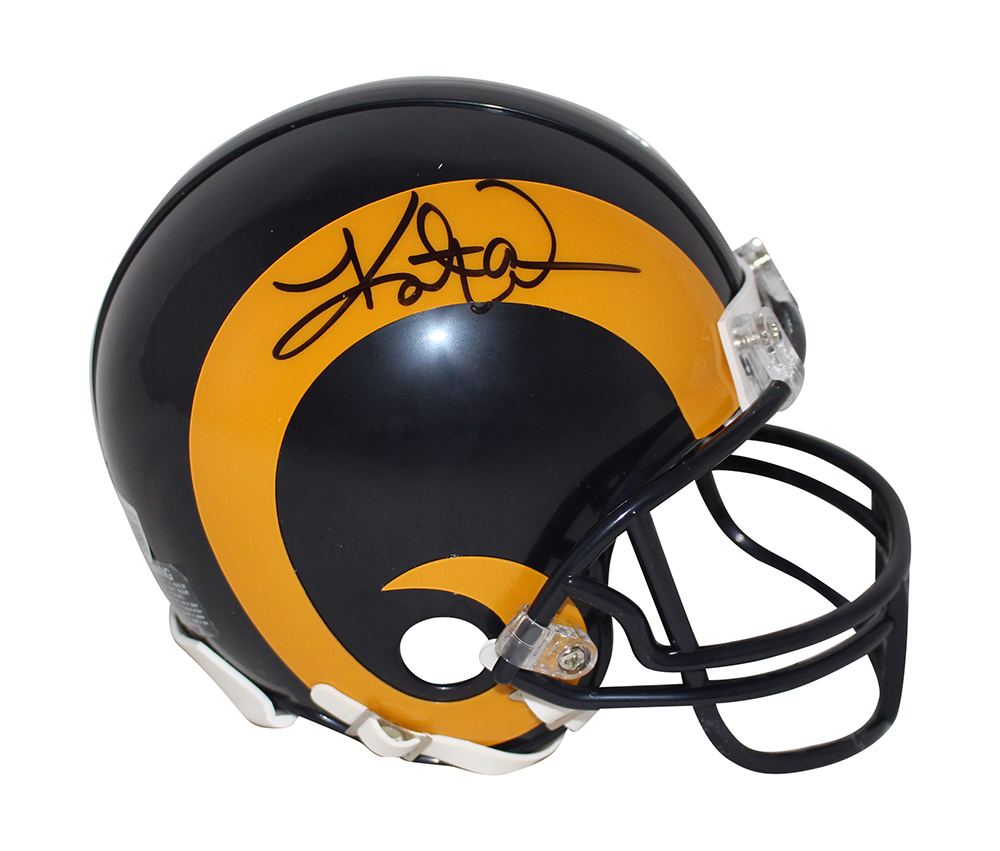 Kurt Warner Autographed Los Angeles Rams TB 1981 Mini Helmet BAS