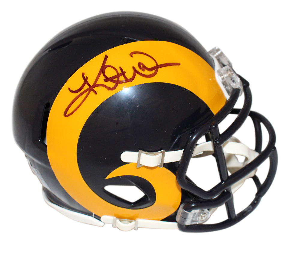 Kurt Warner Autographed Los Angeles Rams Mini Helmet TB Beckett 