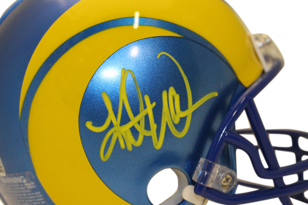 Kurt Warner Autographed/Signed St Louis Rams VSR4 Mini Helmet Beckett