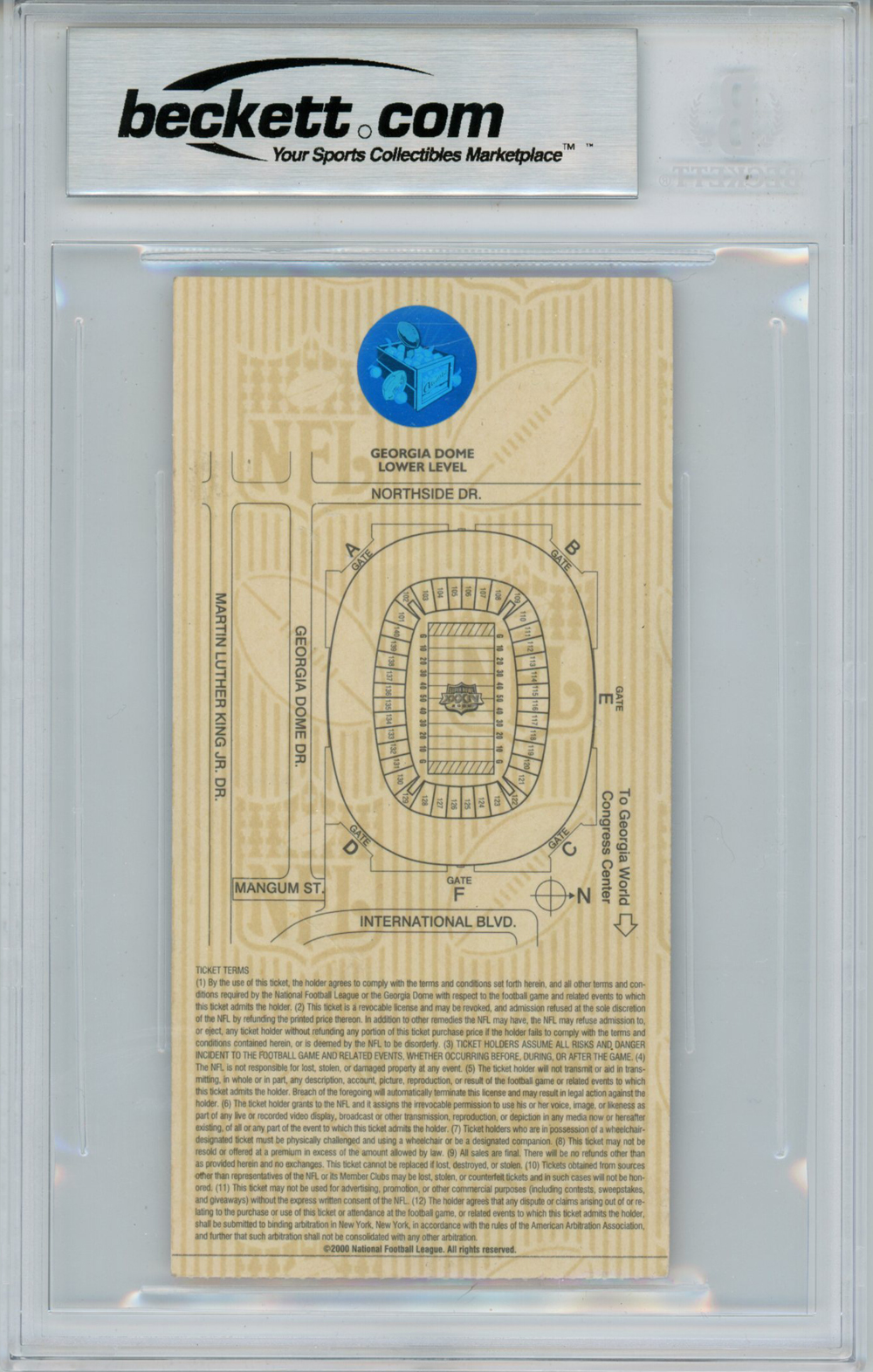 Kurt Warner Autographed Super Bowl XXXIV Ticket Stub SB MVP Beckett Slab