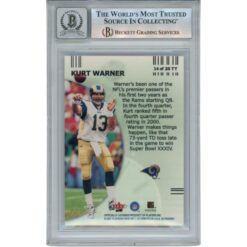 Kurt Warner Autographed 2001 Fleer #14TT Slabbed Trading Card Beckett 50106