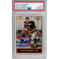 Kurt Warner Autographed 1995 Taco John's #13 Trading Card EX 5 10 Auto PSA 50105