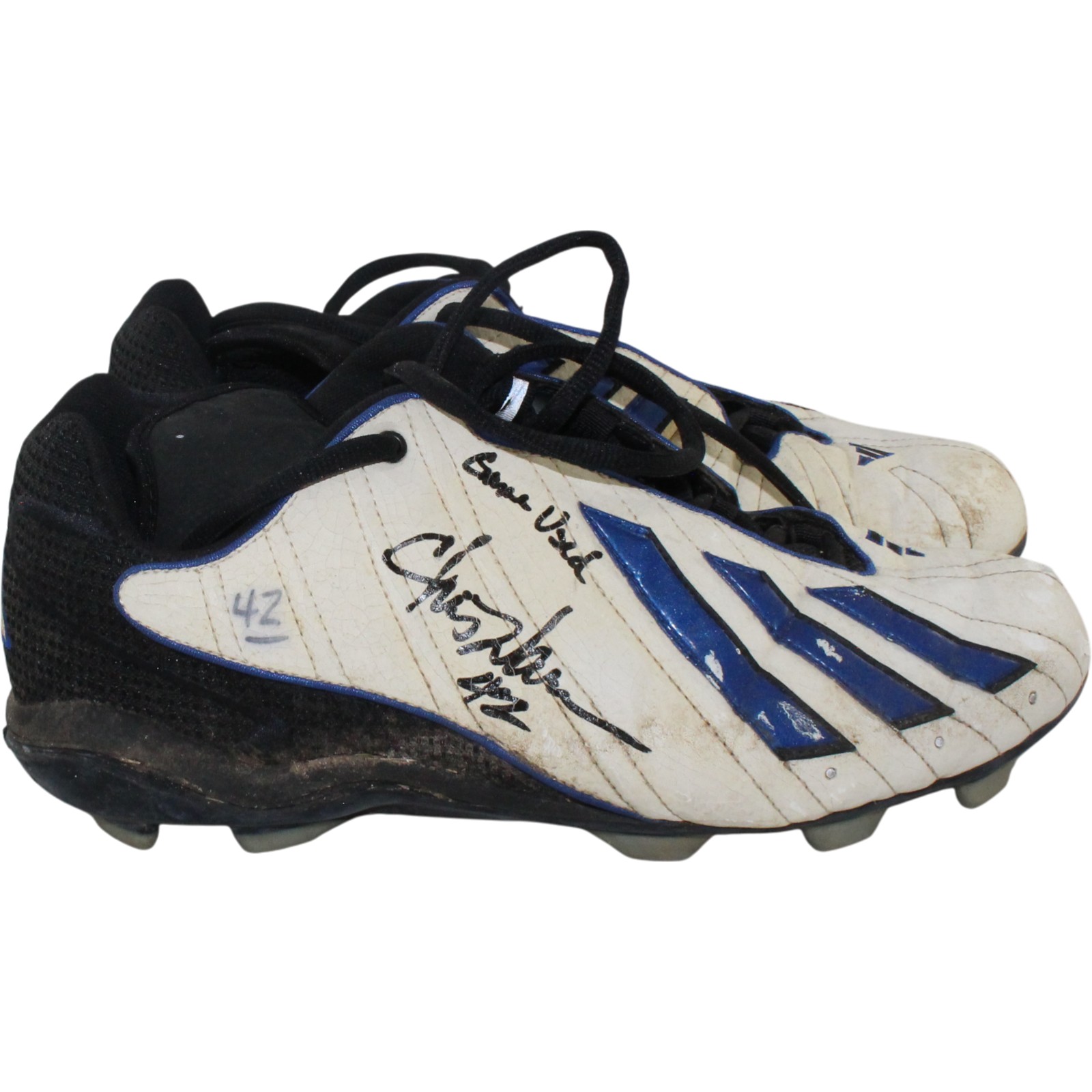 Chris Warren Signed Dallas Cowboys Game Used Sz 13 Adidas Cleats Beckett 54988