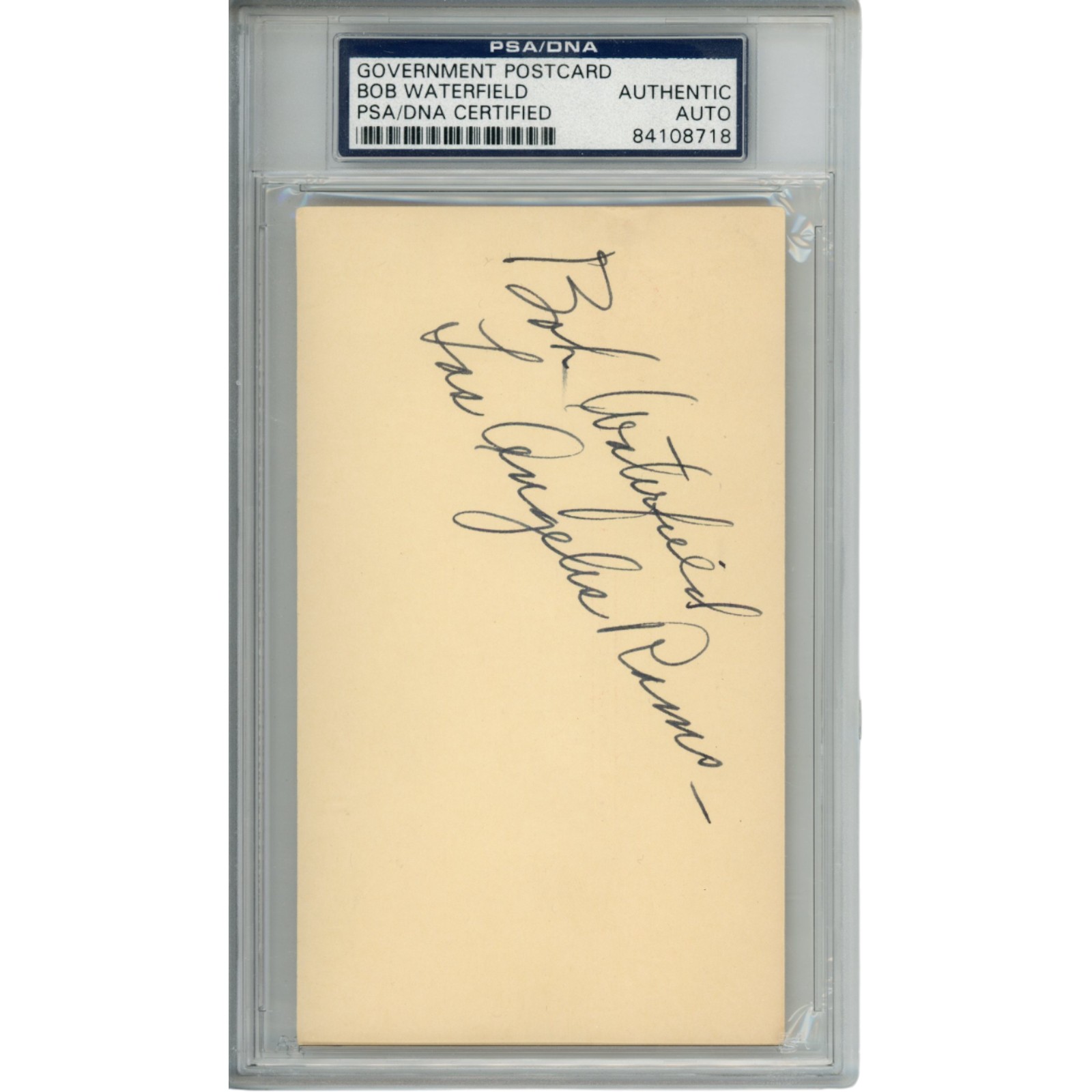 Bob Waterfield Autographed Los Angeles Rams Postcard PSA Slabbed 54794