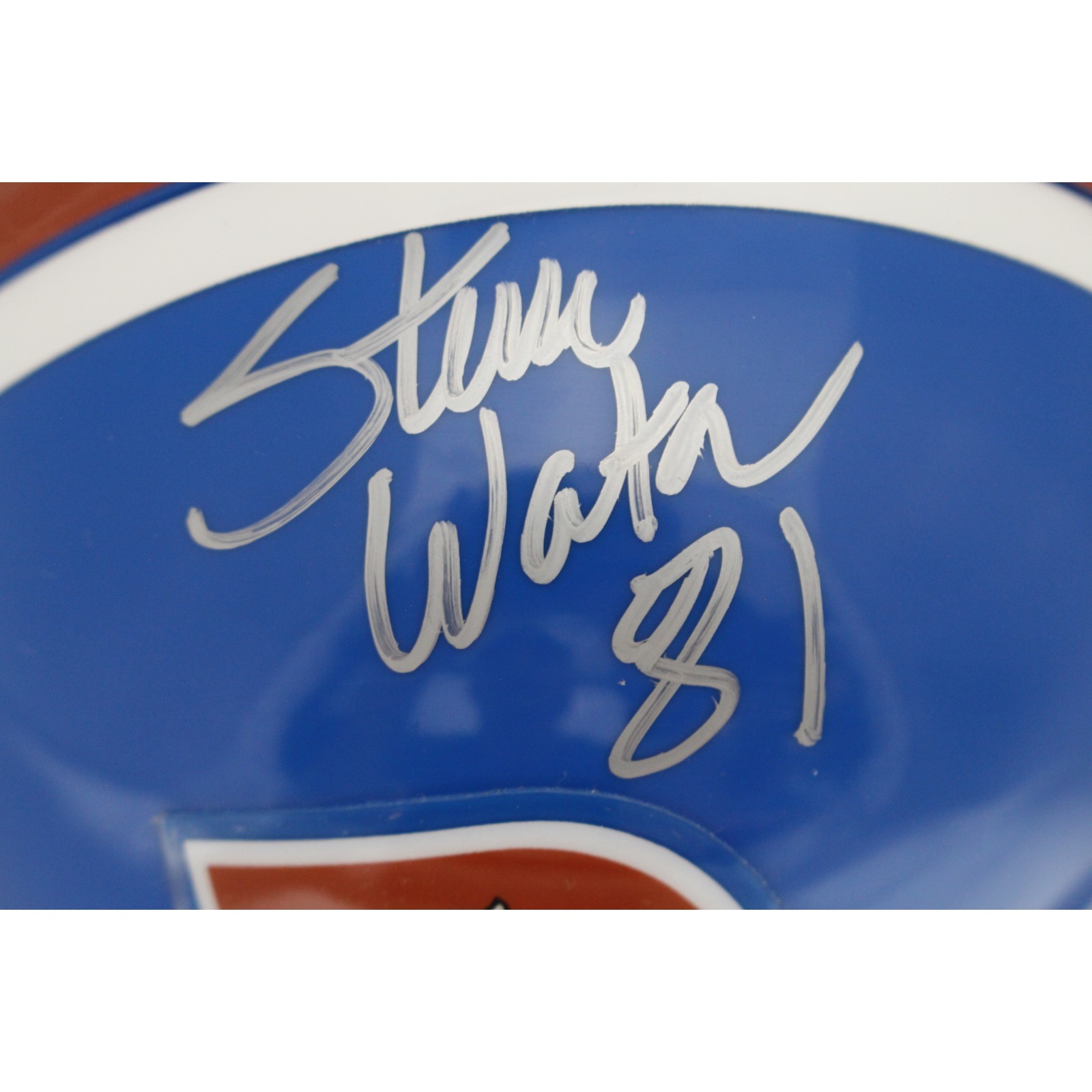 Steve Watson Autographed Denver Broncos Mini Helmet VSR4 75-96 TB Beckett 52862