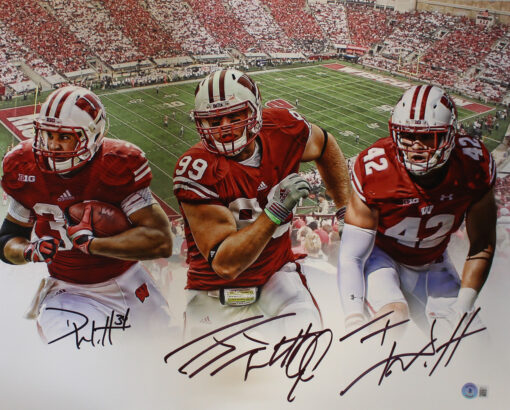 Watt Brothers Combo Autographed Wisconsin Badgers 16x20 Photo Beckett