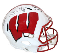 Watt Brothers Combo Signed F/S Wisconsin Badgers Speed Helmet Beckett
