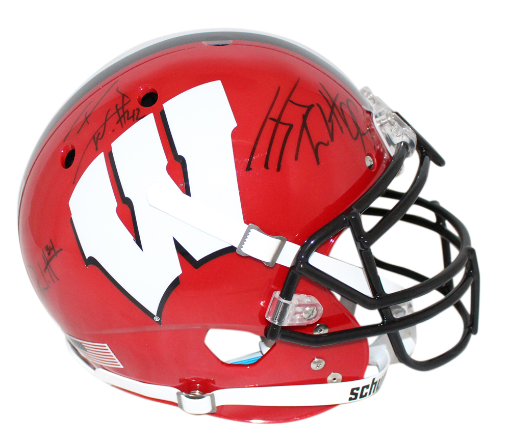 Watt Brothers Autographed Wisconsin Badgers Authentic Schutt Helmet JSA