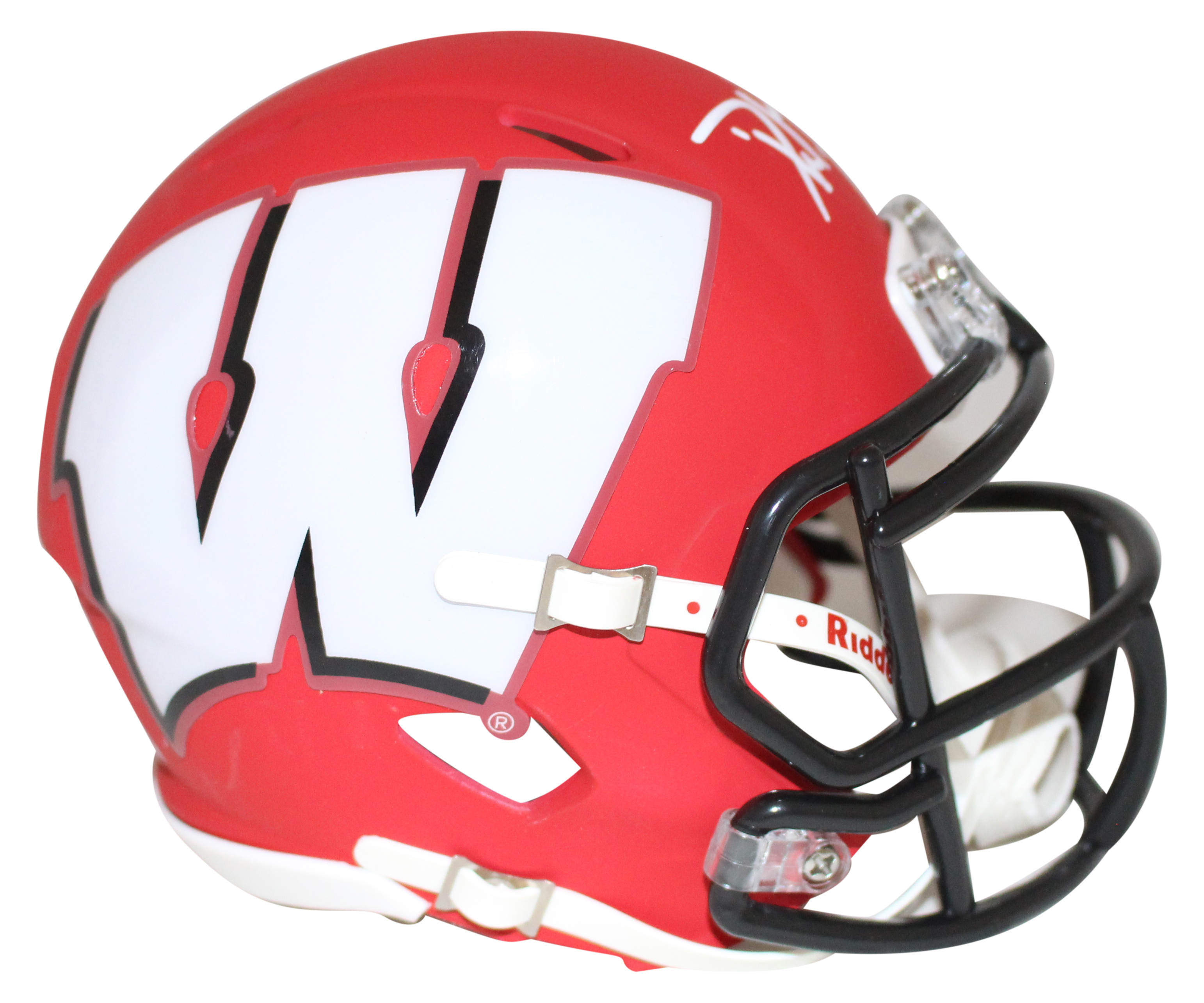 Derek Watt Autographed/Signed Wisconsin Badgers AMP Mini Helmet JSA 28927