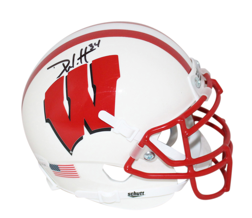 Derek Watt Signed Wisconsin Badgers White Schutt Mini Helmet Beckett